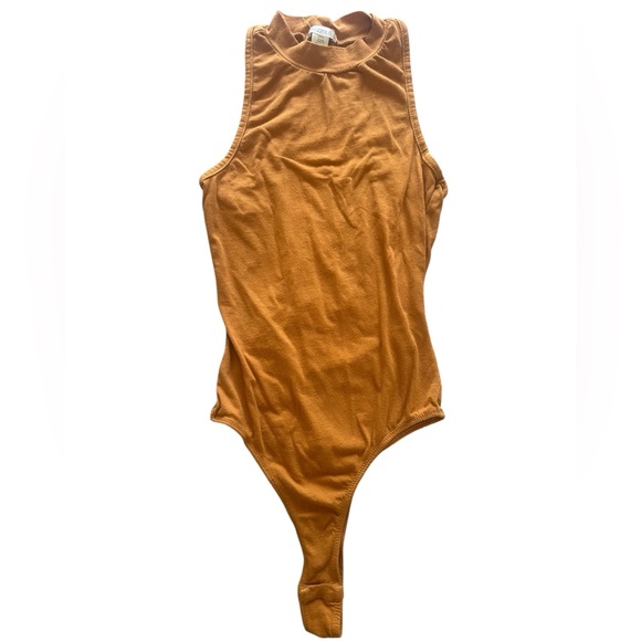 Bozzolo Rust Orange Mock Neck Sleeveless Bodysuit Women’s Size Small - Picture 1 of 6